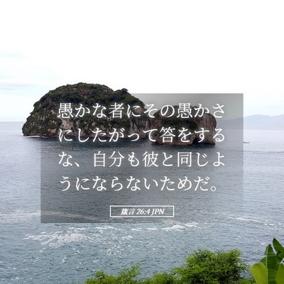 Picture 05 - 箴言 26:4 JPN - 愚かな者にその愚かさにしたがって - Bible Verse Picture