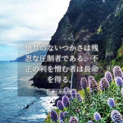 Picture 05 - 箴言 28:16 JPN - 悟りのないつかさは残忍な圧制者で - Bible Verse Picture