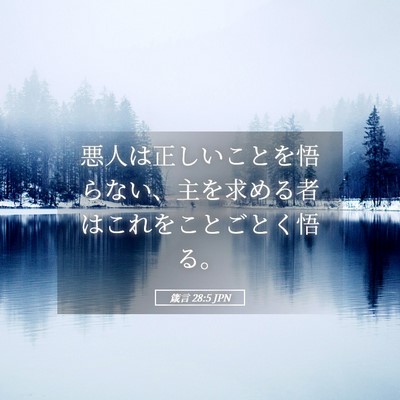 Picture 05 - 箴言 28:5 JPN - 悪人は正しいことを悟らない、主を - Bible Verse Picture