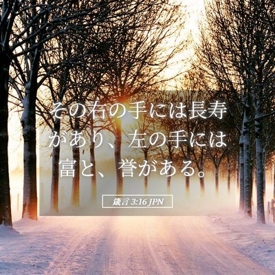 Picture 05 - 箴言 3:16 JPN - その右の手には長寿があり、左の手 - Bible Verse Picture
