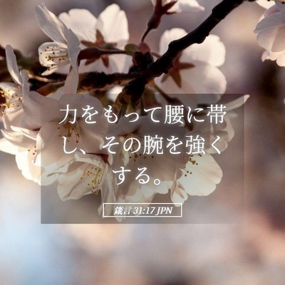 Picture 05 - 箴言 31:17 JPN - 力をもって腰に帯し、その腕を強く - Bible Verse Picture