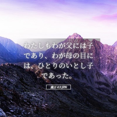 Picture 05 - 箴言 4:3 JPN - わたしもわが父には子であり、わが - Bible Verse Picture