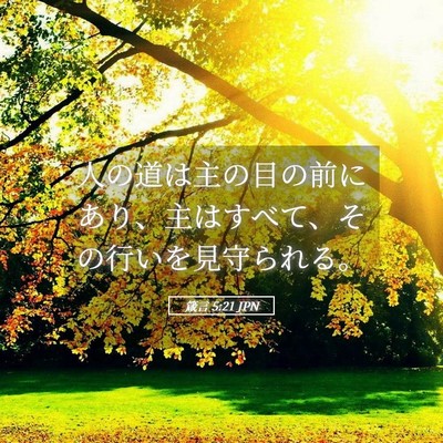 Picture 05 - 箴言 5:21 JPN - 人の道は主の目の前にあり、主はす - Bible Verse Picture