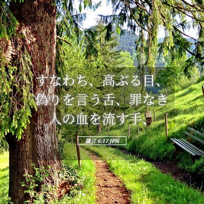 Picture 05 - 箴言 6:17 JPN - すなわち、高ぶる目、偽りを言う舌 - Bible Verse Picture