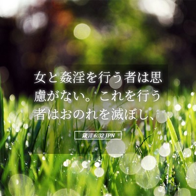 Picture 05 - 箴言 6:32 JPN - 女と姦淫を行う者は思慮がない。こ - Bible Verse Picture