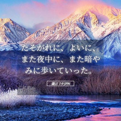 Picture 05 - 箴言 7:9 JPN - たそがれに、よいに、また夜中に、 - Bible Verse Picture