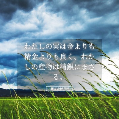 Picture 05 - 箴言 8:19 JPN - わたしの実は金よりも精金よりも良 - Bible Verse Picture