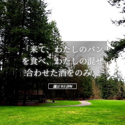 Picture 05 - 箴言 9:5 JPN - 「来て、わたしのパンを食べ、わた - Bible Verse Picture