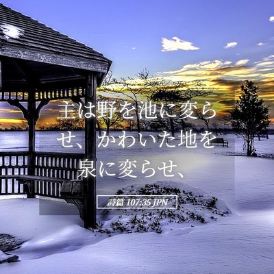 Picture 05 - 詩篇 107:35 JPN - 主は野を池に変らせ、かわいた地を - Bible Verse Picture