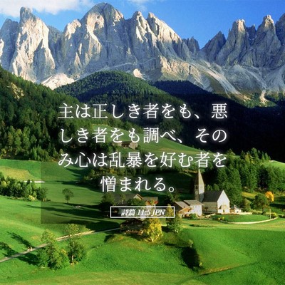 Picture 05 - 詩篇 11:5 JPN - 主は正しき者をも、悪しき者をも調 - Bible Verse Picture