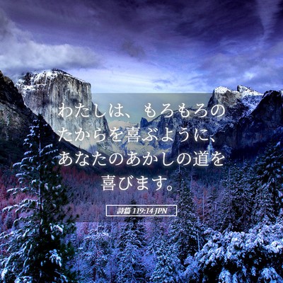 Picture 05 - 詩篇 119:14 JPN - わたしは、もろもろのたからを喜ぶ - Bible Verse Picture