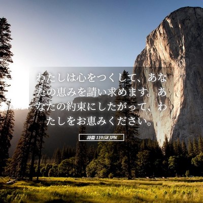 Picture 05 - 詩篇 119:58 JPN - わたしは心をつくして、あなたの恵 - Bible Verse Picture