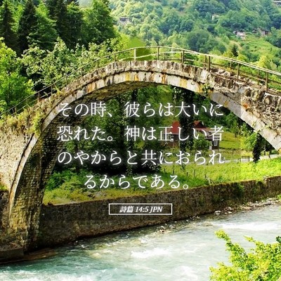 Picture 05 - 詩篇 14:5 JPN - その時、彼らは大いに恐れた。神は - Bible Verse Picture