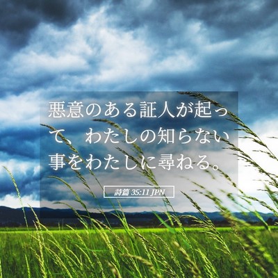 Picture 05 - 詩篇 35:11 JPN - 悪意のある証人が起って、わたしの - Bible Verse Picture