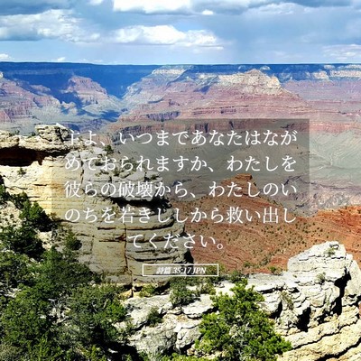 Picture 05 - 詩篇 35:17 JPN - 主よ、いつまであなたはながめてお - Bible Verse Picture