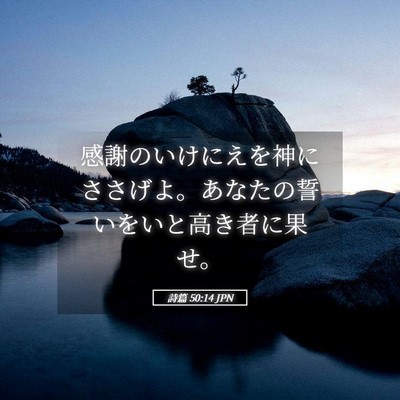 Picture 05 - 詩篇 50:14 JPN - 感謝のいけにえを神にささげよ。あ - Bible Verse Picture