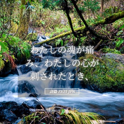 Picture 05 - 詩篇 73:21 JPN - わたしの魂が痛み、わたしの心が刺 - Bible Verse Picture