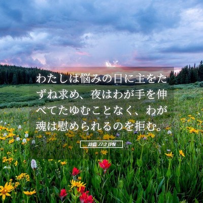 Picture 05 - 詩篇 77:2 JPN - わたしは悩みの日に主をたずね求め - Bible Verse Picture
