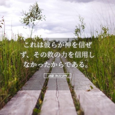 Picture 05 - 詩篇 78:22 JPN - これは彼らが神を信ぜず、その救の - Bible Verse Picture