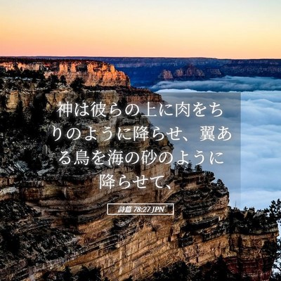 Picture 05 - 詩篇 78:27 JPN - 神は彼らの上に肉をちりのように降 - Bible Verse Picture