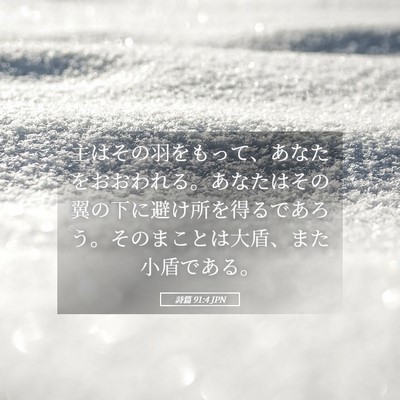 Picture 05 - 詩篇 91:4 JPN - 主はその羽をもって、あなたをおお - Bible Verse Picture