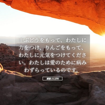 Picture 05 - 雅歌 2:5 JPN - 干ぶどうをもって、わたしに力をつ - Bible Verse Picture
