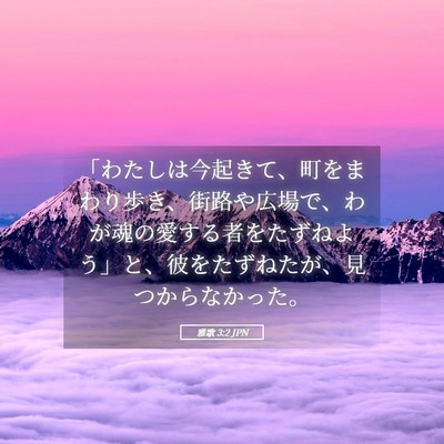 Picture 05 - 雅歌 3:2 JPN - 「わたしは今起きて、町をまわり歩 - Bible Verse Picture