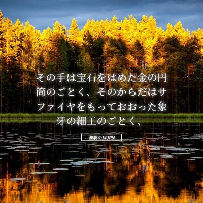 Picture 05 - 雅歌 5:14 JPN - その手は宝石をはめた金の円筒のご - Bible Verse Picture