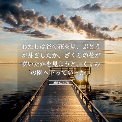 Picture 05 - 雅歌 6:11 JPN - わたしは谷の花を見、ぶどうが芽ざ - Bible Verse Picture