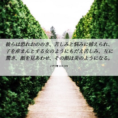 Picture 06 - イザヤ書 13:8 JPN - 彼らは恐れおののき、苦しみと悩み - Bible Verse Picture