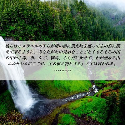 Picture 06 - イザヤ書 66:20 JPN - 彼らはイスラエルの子らが清い器に - Bible Verse Picture