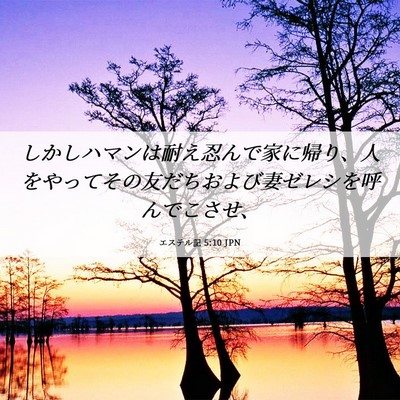 Picture 06 - エステル記 5:10 JPN - しかしハマンは耐え忍んで家に帰り - Bible Verse Picture