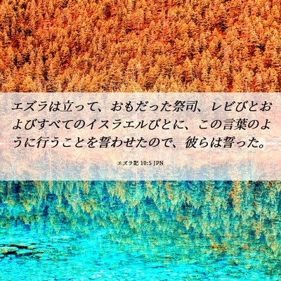 Picture 06 - エズラ記 10:5 JPN - エズラは立って、おもだった祭司、 - Bible Verse Picture