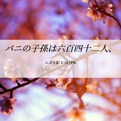 Picture 06 - エズラ記 2:10 JPN - バニの子孫は六百四十二人、 - Bible Verse Picture