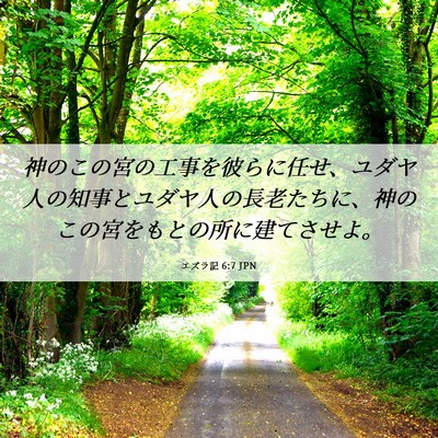 Picture 06 - エズラ記 6:7 JPN - 神のこの宮の工事を彼らに任せ、ユ - Bible Verse Picture