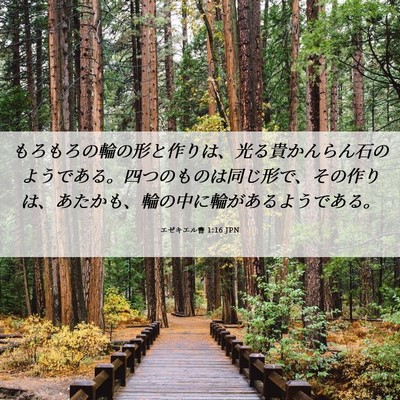 Picture 06 - エゼキエル書 1:16 JPN - もろもろの輪の形と作りは、光る貴 - Bible Verse Picture