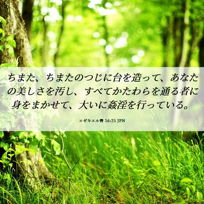 Picture 06 - エゼキエル書 16:25 JPN - ちまた、ちまたのつじに台を造って - Bible Verse Picture