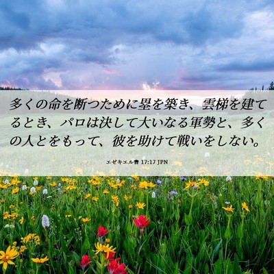 Picture 06 - エゼキエル書 17:17 JPN - 多くの命を断つために塁を築き、雲 - Bible Verse Picture
