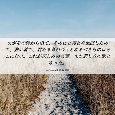 Picture 06 - エゼキエル書 19:14 JPN - 火がその幹から出て、その枝と実と - Bible Verse Picture