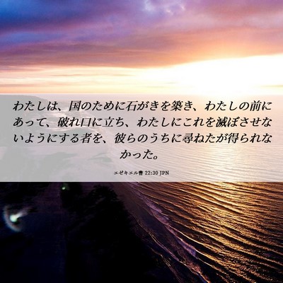Picture 06 - エゼキエル書 22:30 JPN - わたしは、国のために石がきを築き - Bible Verse Picture