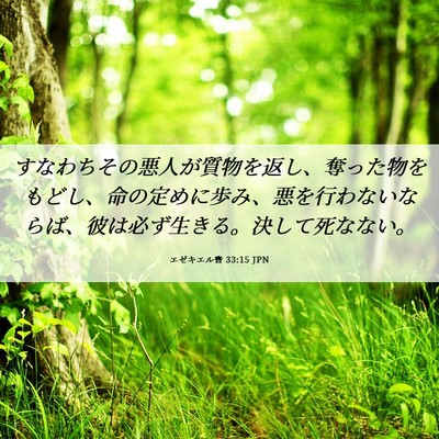Picture 06 - エゼキエル書 33:15 JPN - すなわちその悪人が質物を返し、奪 - Bible Verse Picture