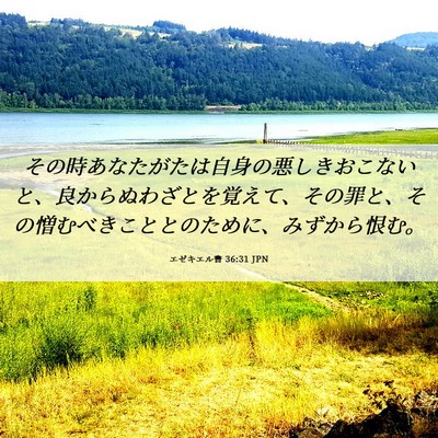 Picture 06 - エゼキエル書 36:31 JPN - その時あなたがたは自身の悪しきお - Bible Verse Picture