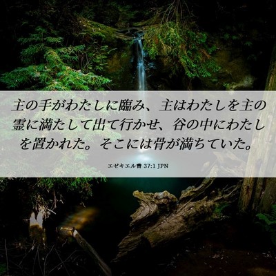 Picture 06 - エゼキエル書 37:1 JPN - 主の手がわたしに臨み、主はわたし - Bible Verse Picture