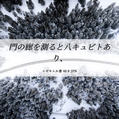 Picture 06 - エゼキエル書 40:8 JPN - 門の廊を測ると八キュビトあり、 - Bible Verse Picture