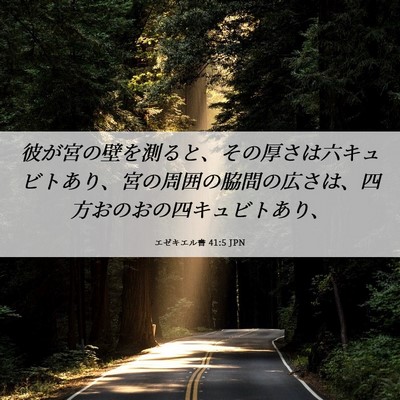 Picture 06 - エゼキエル書 41:5 JPN - 彼が宮の壁を測ると、その厚さは六 - Bible Verse Picture