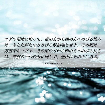 Picture 06 - エゼキエル書 48:8 JPN - ユダの領地に沿って、東の方から西 - Bible Verse Picture