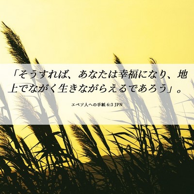 Picture 06 - エペソ人への手紙 6:3 JPN - 「そうすれば、あなたは幸福になり - Bible Verse Picture