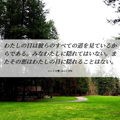 Picture 06 - エレミヤ書 16:17 JPN - わたしの目は彼らのすべての道を見 - Bible Verse Picture