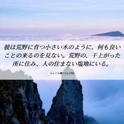Picture 06 - エレミヤ書 17:6 JPN - 彼は荒野に育つ小さい木のように、 - Bible Verse Picture
