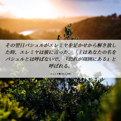 Picture 06 - エレミヤ書 20:3 JPN - その翌日パシュルがエレミヤを足か - Bible Verse Picture